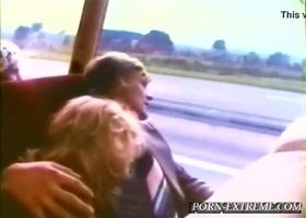 Horny couple take their chance in the bus