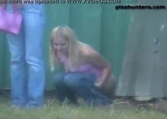 Girls pee outdoors hidden camera